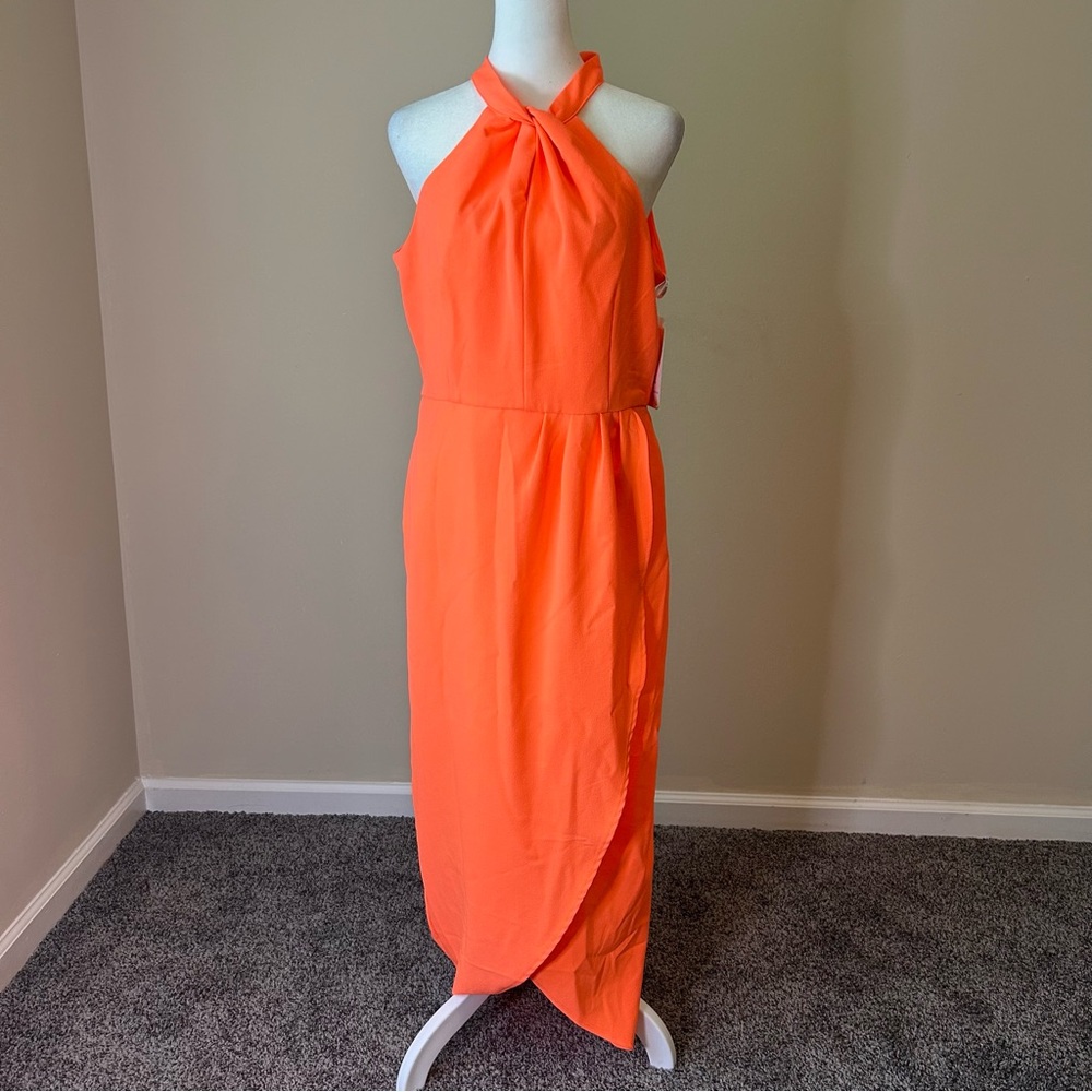 Julia Jordan Vibrant Orange Asymmetrical Dress